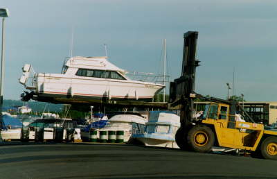 Boat is stored on land